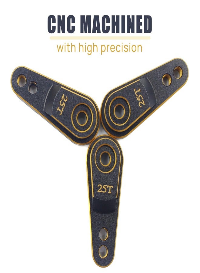HOPLEX Aluminum Servo Horn 25T Steering Arm Upgrades for Standard Servo Motors Compatible with Traxxas TRX4 Axial SCX10 Tamiya 1/10 RC Crawler Truck(Black Gold) - Image 3